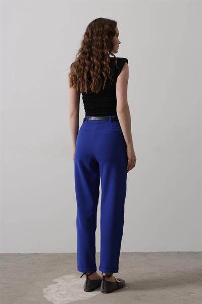 Kemerli Havuç Pantolon - Saks