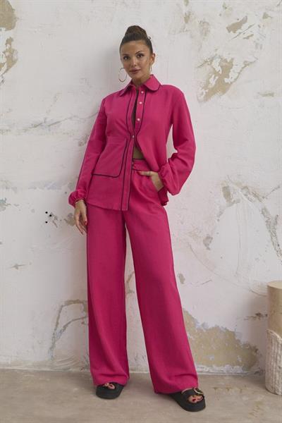 Keten Bi̇yeli̇ Cepli̇ Gömlek Pantolon Takim