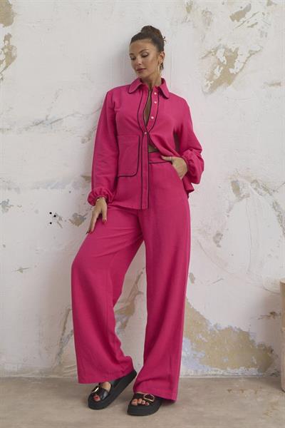 Keten Bi̇yeli̇ Cepli̇ Gömlek Pantolon Takim