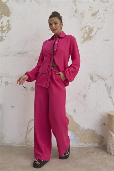 Keten Bi̇yeli̇ Cepli̇ Gömlek Pantolon Takim