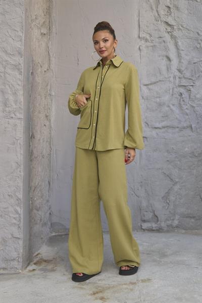 Keten Bi̇yeli̇ Cepli̇ Gömlek Pantolon Takim