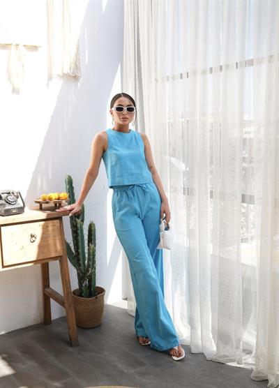 Keten Bluz Ve Pantolon İki̇li̇ Takim