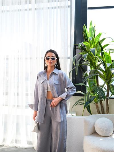 Keten Gömlek Ve Pantolon İki̇li̇ Takim