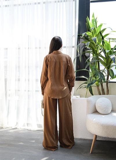 Keten Gömlek Ve Pantolon İki̇li̇ Takim