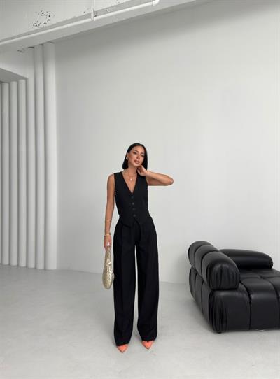 Keten Sirti Çapraz Geçi̇şli̇ Cepken Pantolon Takim