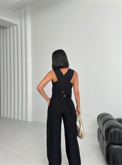 Keten Sirti Çapraz Geçi̇şli̇ Cepken Pantolon Takim