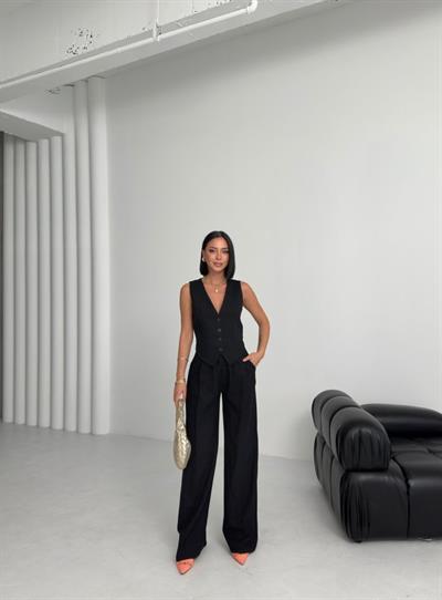 Keten Sirti Çapraz Geçi̇şli̇ Cepken Pantolon Takim