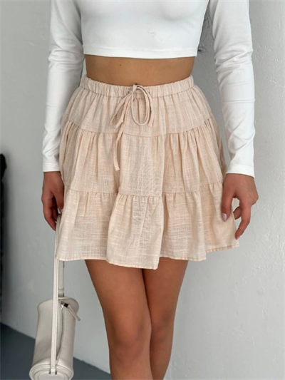 Keten Şortlu Etek - Bej