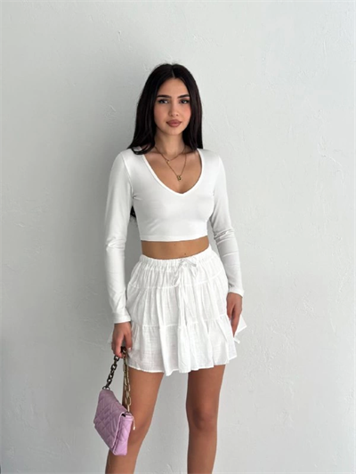 Keten Şortlu Etek - Beyaz