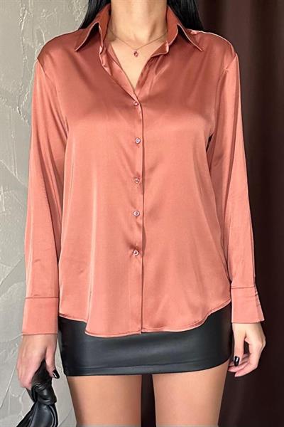 Kiremit Saten Gömlek