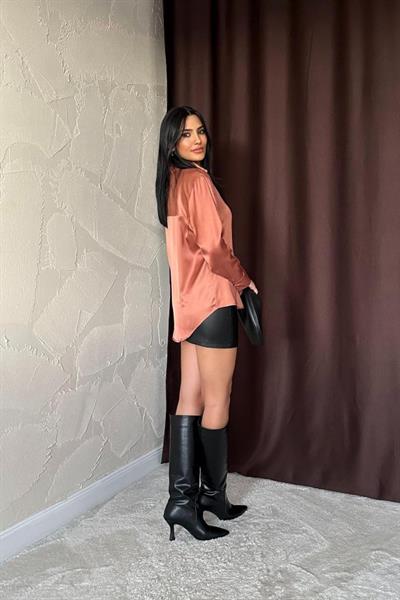 Kiremit Saten Gömlek