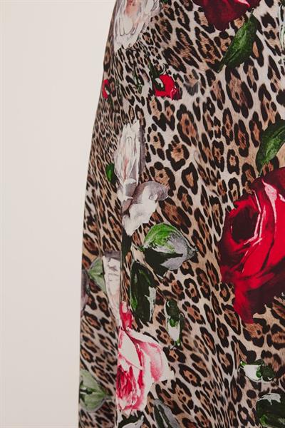 Kırmızı Siyah Desenli Saten Etek 15877