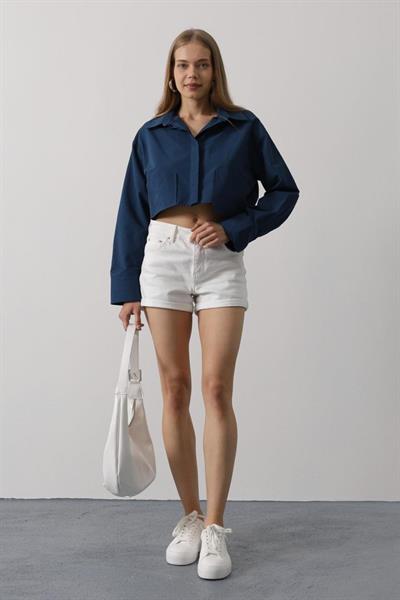 Kısa Boy Çift Cep Gömlek - İndigo