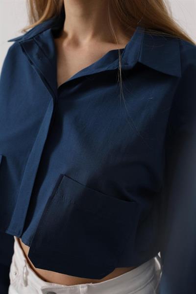 Kısa Boy Çift Cep Gömlek - İndigo