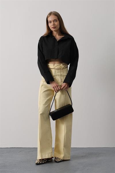 Kısa Boy Çift Cep Gömlek - Siyah