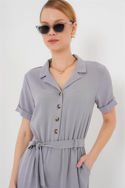 Kısa Kol Ayrobin Tulum 7030 - Gri