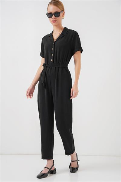 Kısa Kol Ayrobin Tulum 7030 - Siyah