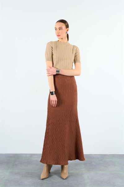 Kısa Kollu Tek Fitilli Kazak - Bej