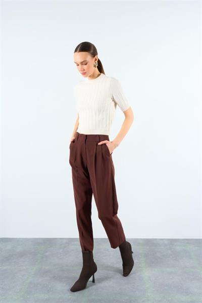 Kısa Kollu Tek Fitilli Kazak - Krem