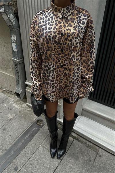 Klohe Leopar Desenli Gömlek 3400