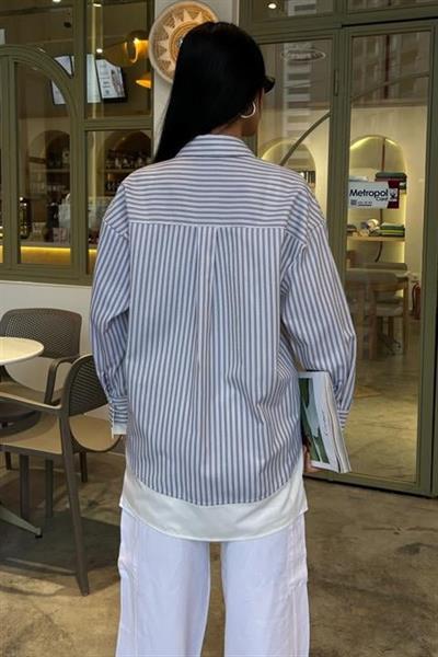 Kol Ve Etek Ucu Garnili Over Gömlek 3455