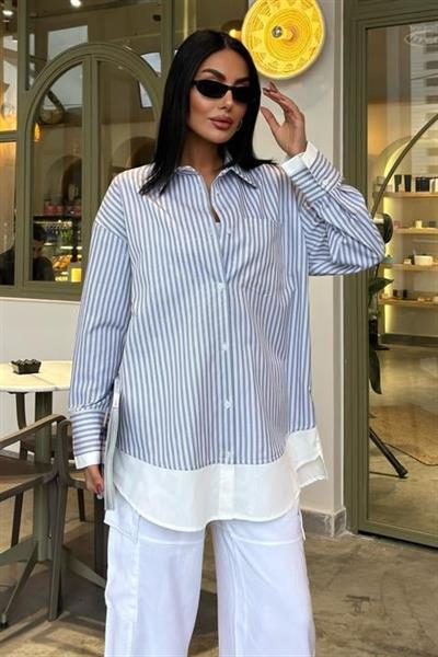 Kol Ve Etek Ucu Garnili Over Gömlek 3455