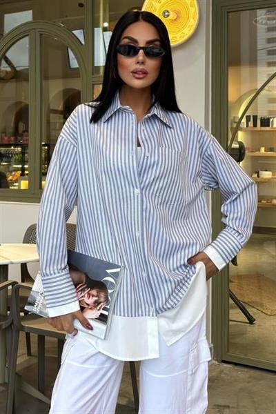 Kol Ve Etek Ucu Garnili Over Gömlek 3455