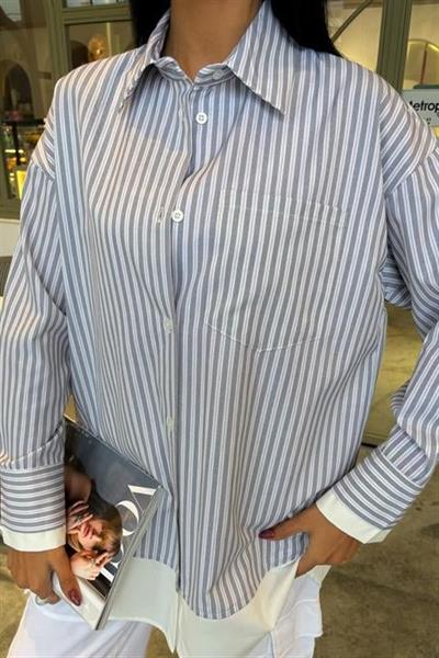 Kol Ve Etek Ucu Garnili Over Gömlek 3455