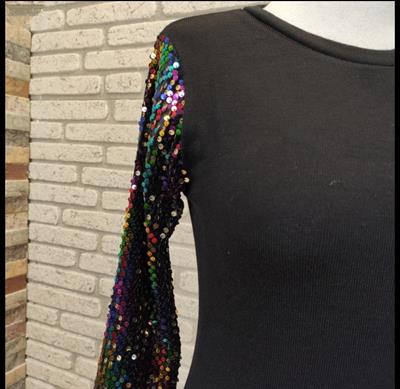 Kollar Renkli Pul Payet Janes Akrelik Kumaş Elbise84 Cm