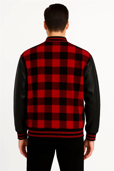 Kolları Suni Deri Içi Astarlı Oduncu Kolej Içi Ceket - Bordo