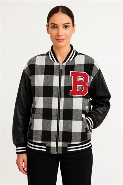 Kolları Suni Deri Içi Astarlı Oduncu Kolej Içi Ceket - Gri