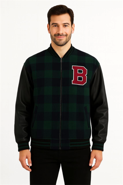 Kolları Suni Deri Içi Astarlı Oduncu Kolej Içi Ceket - Haki