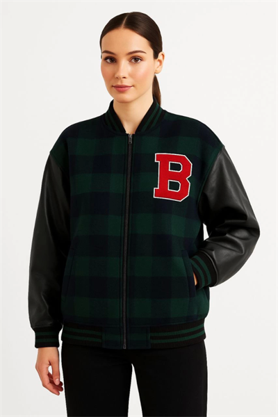 Kolları Suni Deri Içi Astarlı Oduncu Kolej Içi Ceket - Haki