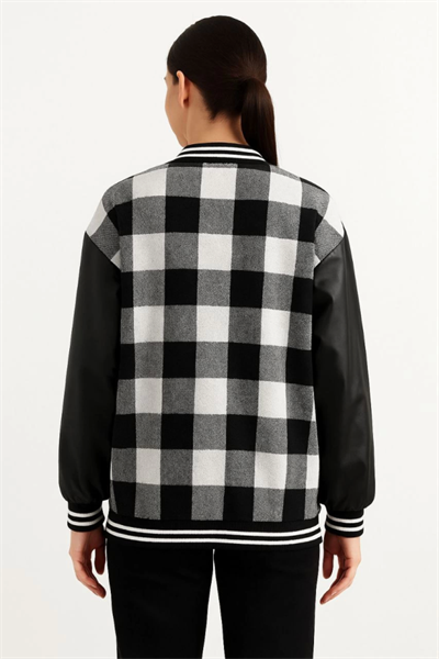 Kolları Suni Deri Içi Astarlı Oduncu Kolej Içi Ceket - Gri