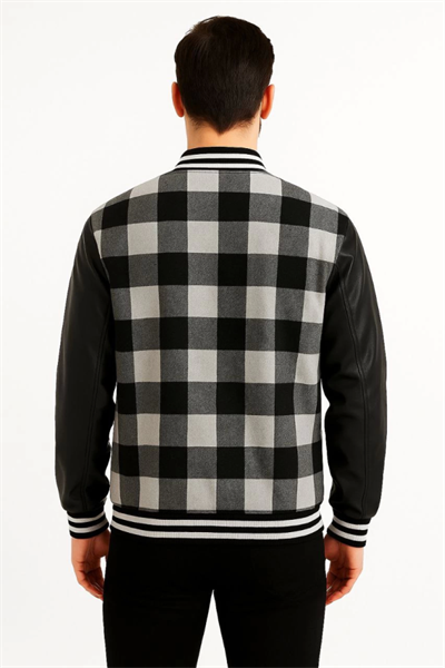 Kolları Suni Deri Içi Astarlı Oduncu Kolej Içi Ceket - Gri