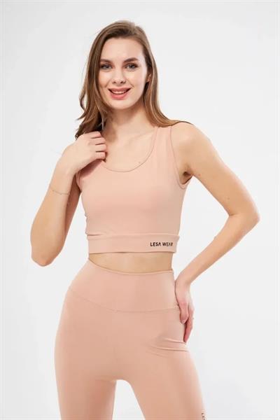 Kolsuz Dalgiç Baskılı Crop - Bej