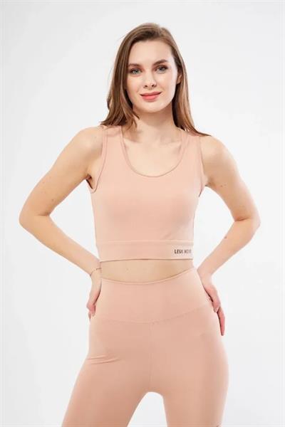 Kolsuz Dalgiç Baskılı Crop - Bej