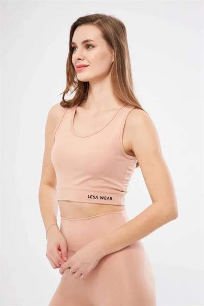 Kolsuz Dalgiç Baskılı Crop - Bej