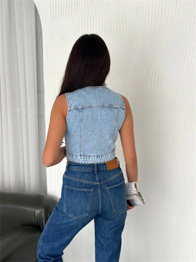 Kot Jeans Yelek - Buz Mavisi