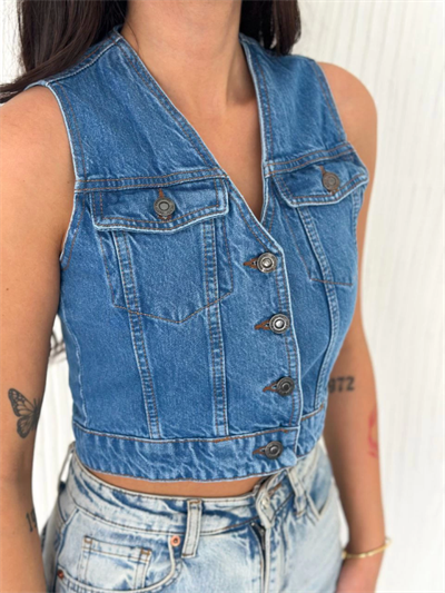 Kot Jeans Yelek - Mavi