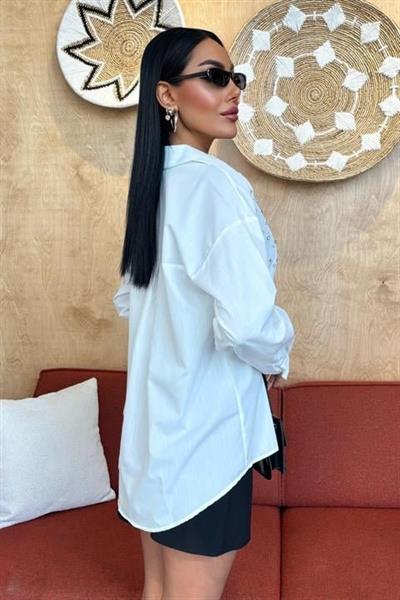 Kristal Taş Çakımlı Poplin Gömlek 3413