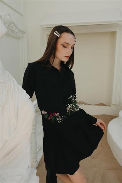 Kurdela Detaylı Mini Etek - Siyah