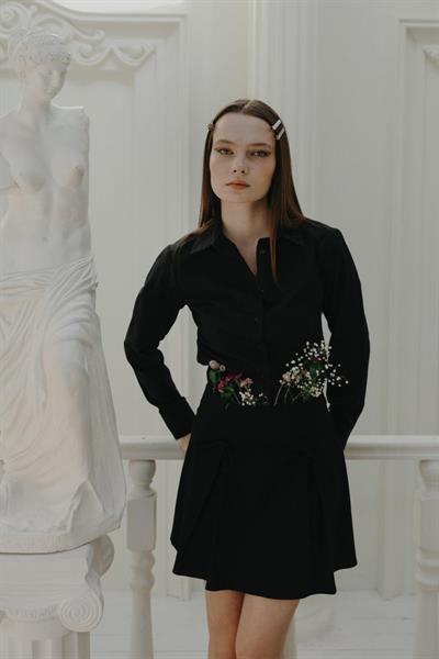 Kurdela Detaylı Mini Etek - Siyah