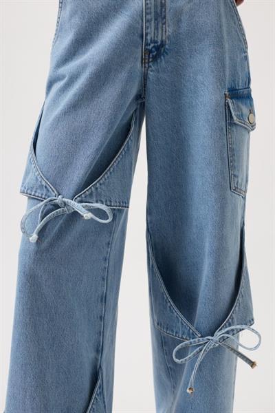 Kurdele Detay Kargo Cep Geniş Paça Jean