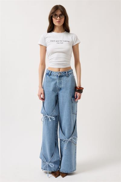 Kurdele Detay Kargo Cep Geniş Paça Jean