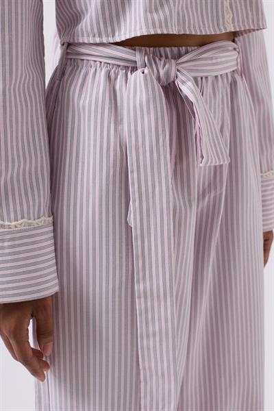 Kuşak Detay Çizgili Pantolon
