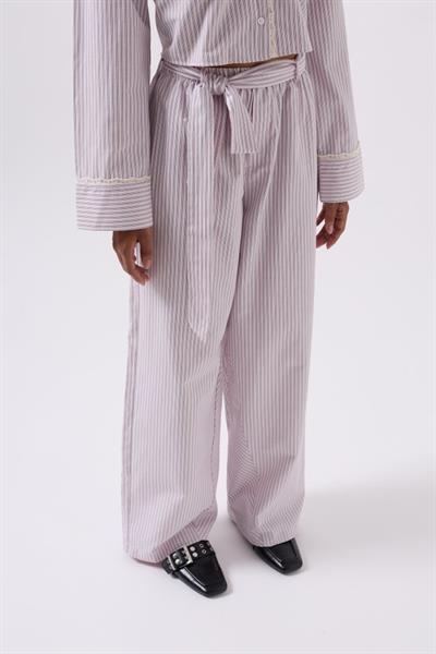 Kuşak Detay Çizgili Pantolon