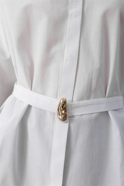 Kuşak Detaylı Tunik Gömlek - Beyaz