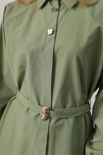 Kuşak Detaylı Tunik Gömlek - Haki