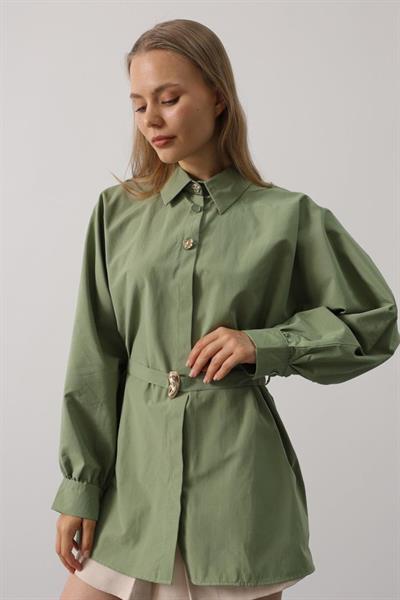 Kuşak Detaylı Tunik Gömlek - Haki